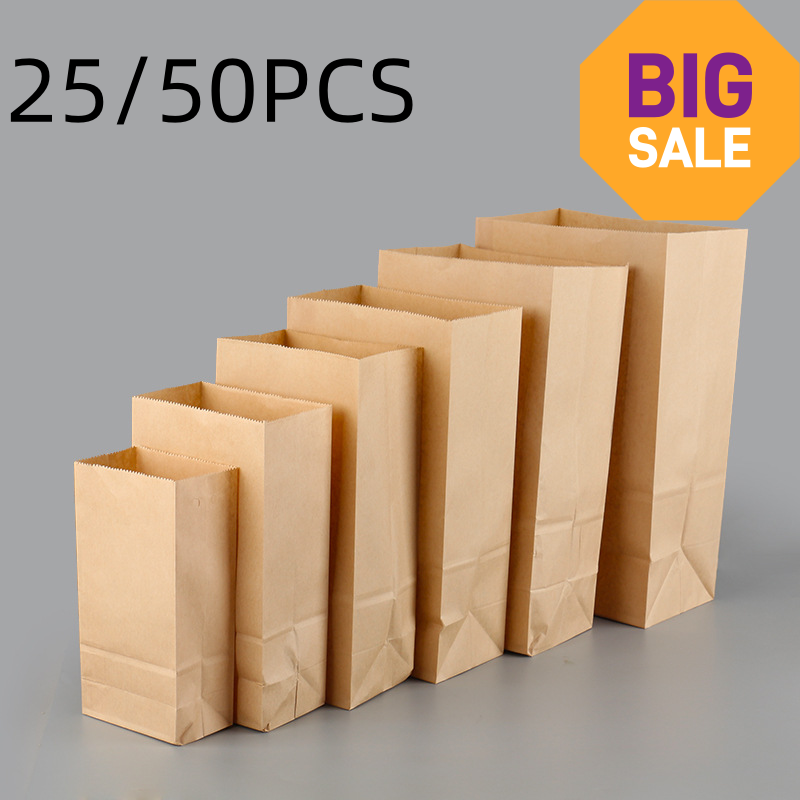Food Storage Plants - 25/50pcs Brown Kraft Paper Bags Exquisite