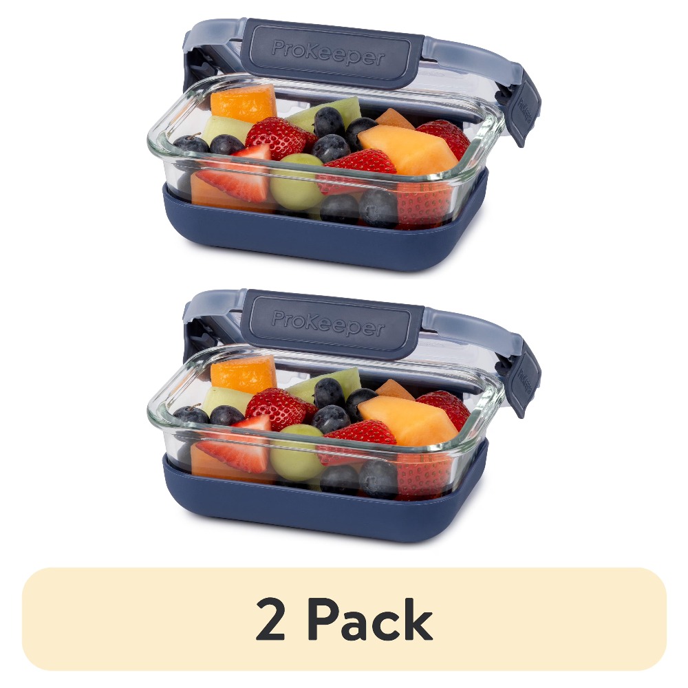 Food Storage For Pantry - 2 Pack 1.6 Cup Glass Food