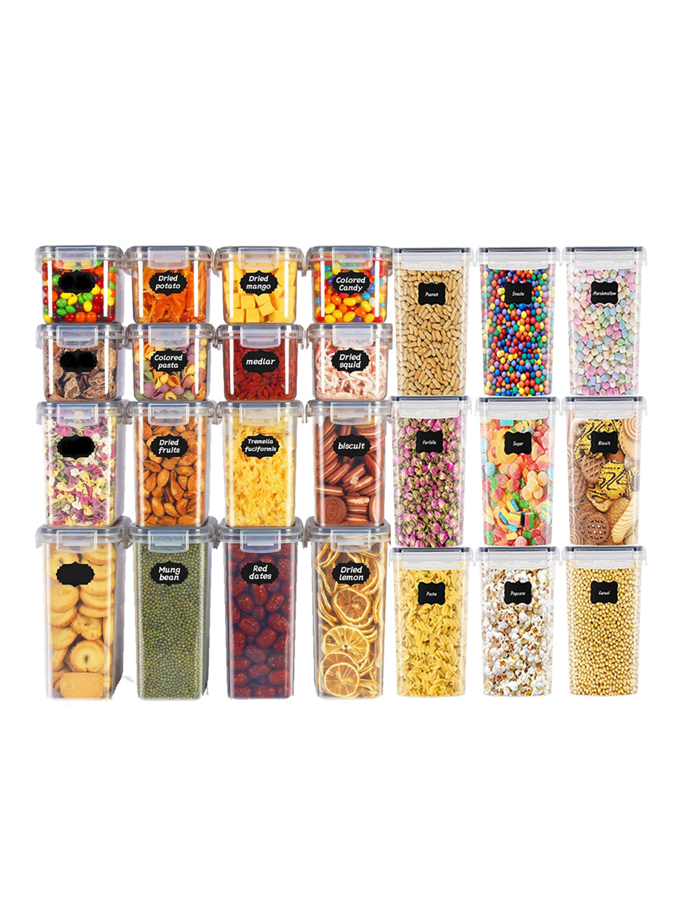 Food Storage Jars & Containers - 48pcs, Sealed Food Storage Containers with