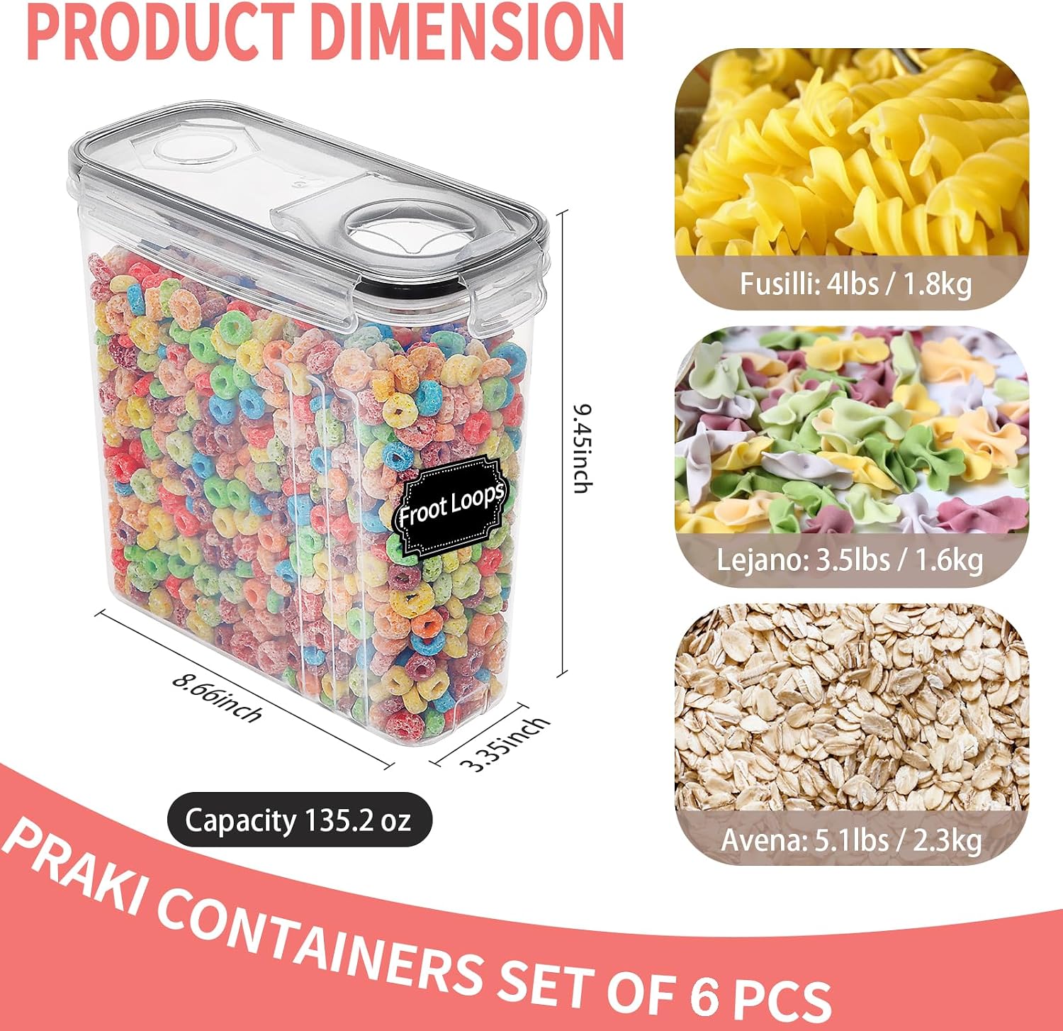 PRAKI Large Dry Food Storage C - Food Storage For Pantry review and price