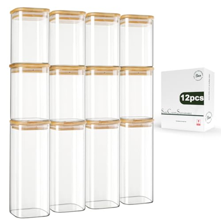 12-Pack Square Glass Storage J - Food Storage With Lids review and price