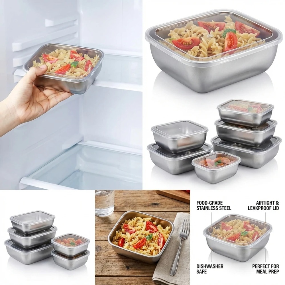 6PCS Stainless Steel Food Stor - Food Storage Stainless Steel Containers review and price