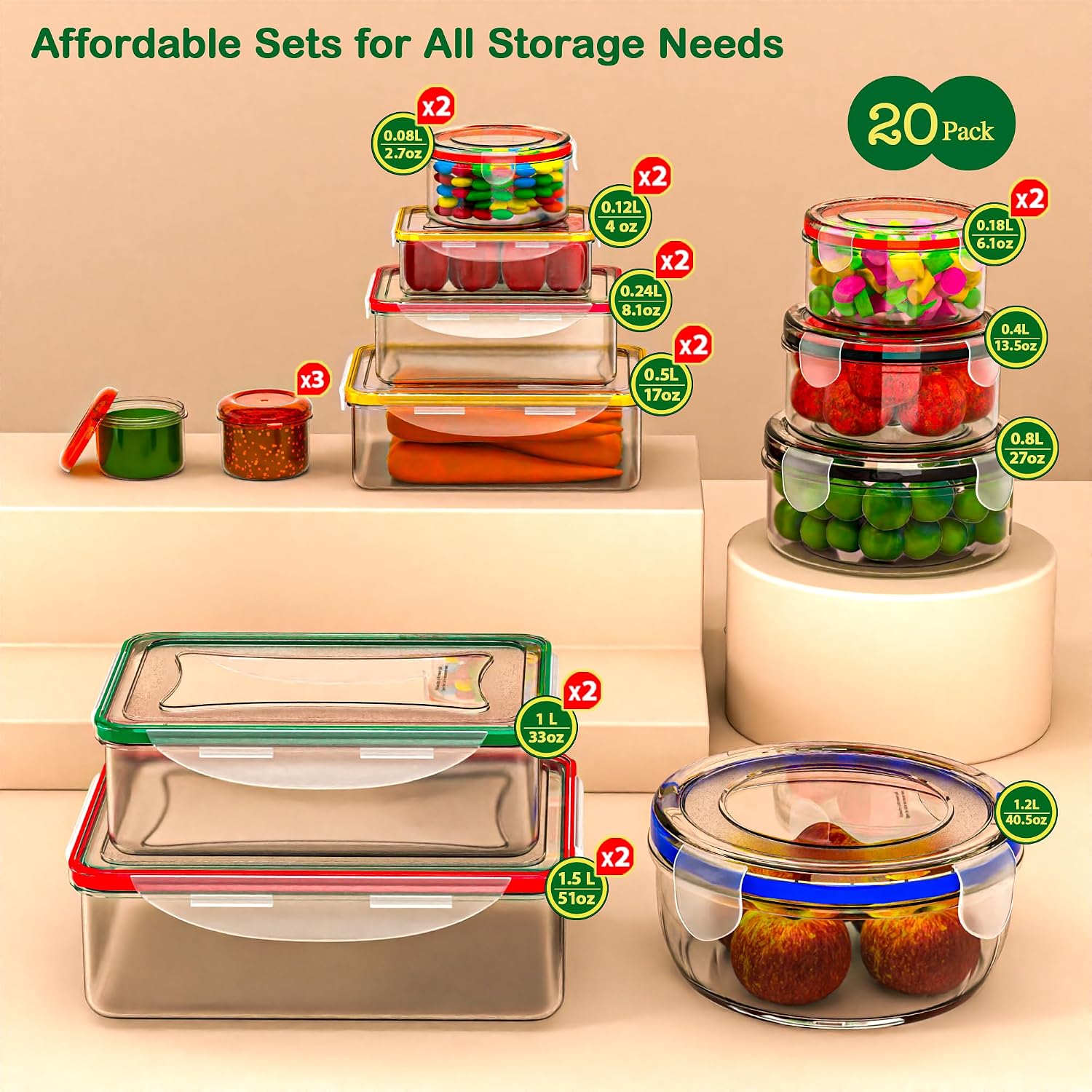 RockBerry 40 PCS Food Storage  - Food Storage Freezer Containers review and price