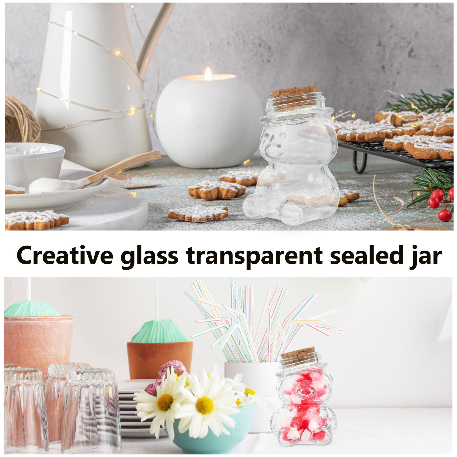4Pcs Glass Candy Jar Set Trans - Food Storage Jars & Containers review and price